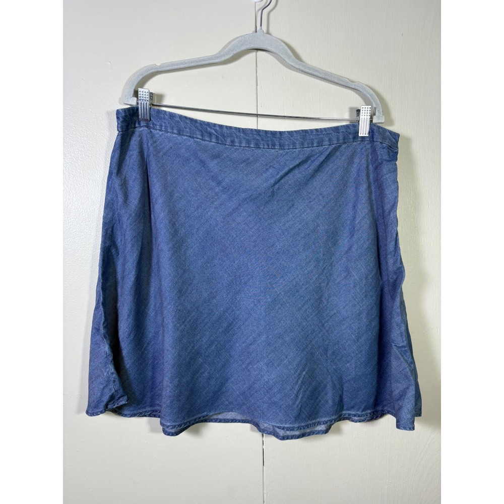Gap Blue Chambray Lyocell Floppy Skirt 18 A-Line Mini Preppy Coastal Casual